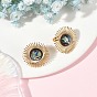 Paua Shell & Brass Stud Earrings for Women, Flower
