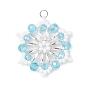 Подвески-снежинки из стеклянных бусин, с 304 открытым соединительным кольцом из нержавеющей стали и стеклом, граненые