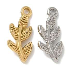 304 Stainless Steel Pendants, Leafy Branch Charms