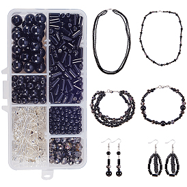 DIY Jewelry Set Making, with Glass Beads and Synthetic Gemstone, Iron Earring Hooks, Brass Lobster Claw Clasps and Brass Crimp Beads, Lead Free & Cadmium Free