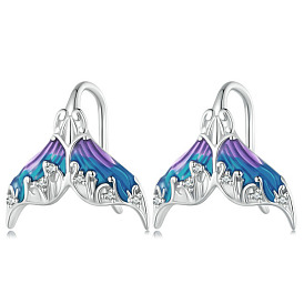 Mermaid Tail Sterling Silver Dangle Earrings