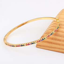 18K Gold Plated Rainbow Oval Clasp Diamond Bracelet for Women