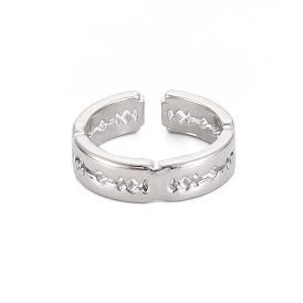 Alloy Open Cuff Ring, Hollow Flat Ring for Men Women, Cadmium Free & Lead Free