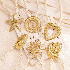 Океан 304 подвеска из нержавеющей стали, ожерелье из витого акрилового волокна для женщин, золотые, бежевые