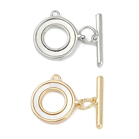 Brass & Shell Toggle Clasps, Flat Round