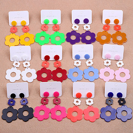 304 из нержавеющей стали болтаться серьги, цветок, с акриловой, платина