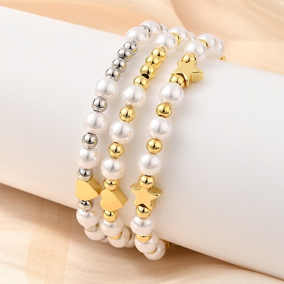 АБС искусственный жемчуг бусины плетеные браслеты из бисера для женщин, с латунной бисера
