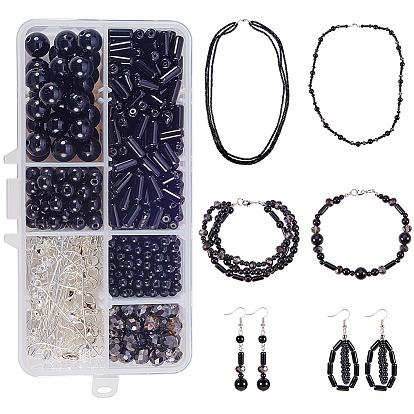 DIY Jewelry Set Making, with Glass Beads and Synthetic Gemstone, Iron Earring Hooks, Brass Lobster Claw Clasps and Brass Crimp Beads, Lead Free & Cadmium Free