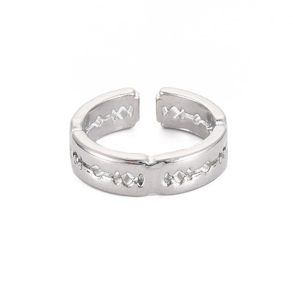 Alloy Open Cuff Ring, Hollow Flat Ring for Men Women, Cadmium Free & Lead Free