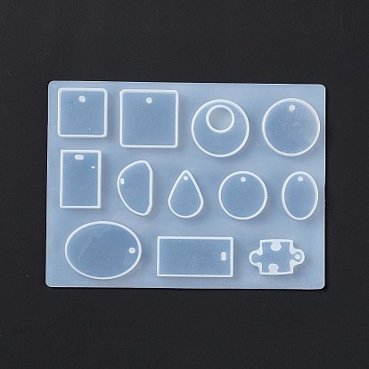 Geometrical Shape & Puzzle Piece Pendant Silicone Molds, Resin Casting Molds, For DIY UV Resin, Epoxy Resin Earring Jewelry Making