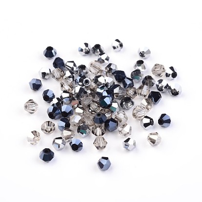 Grade AAA Electroplate Glass Beads Spacers, Faceted Bicone