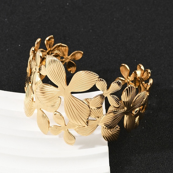 304 женские браслеты-манжеты из нержавеющей стали, цветок