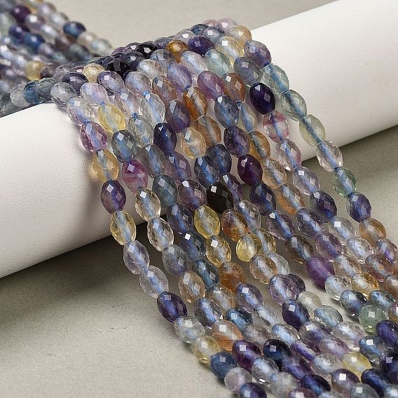 Natural Fluorite Beads Strands, Faceted, Rice