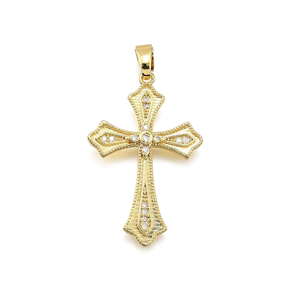 Латунные микро проложить кубического циркония подвески, крестик, долговечный, без свинца и без кадмия, стойки покрытие