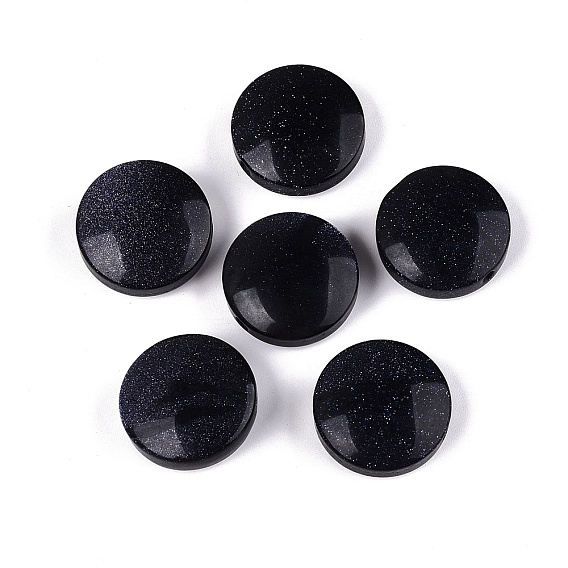 Perles de pierre de soleil synthétiques en forme de pièces, plat rond