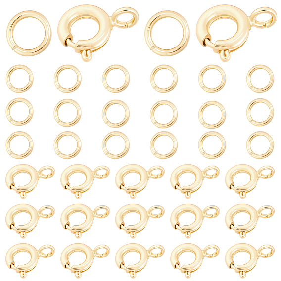 20Pcs Brass Spring Ring Clasps, Nickel Free