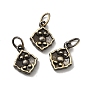 Tibetan Style Rack Plating Brass Pendants, with Jump Rings, Long-Lasting Plated, Longevity Lock Charm