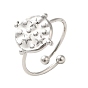 304 Stainless Steel Open Cuff Ring, Flat Round