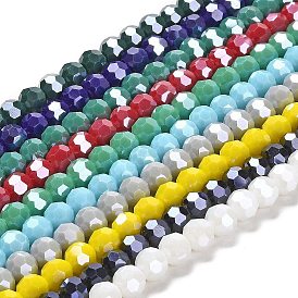 Galvanoplastie galvanoplastie brins de perles de verre opaques, à facettes (32 facettes), Couleur ab (à facettes)/plaqué lustre perlé, ronde