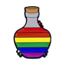 Rainbow Bottle Enamel Pins, Baking Paint Alloy Brooch for Backpack Clothes