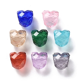 Resin European Beads, Faceted Peach Heart Large Hole Beads