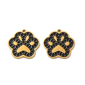 Ионное покрытие (ip) 304 брелоки из нержавеющей стали с эмалью, реальный 18 k позолоченный, очарование отпечатка лапы