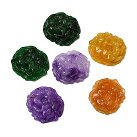 Подвески из натурального бирманского нефрита, окрашенные в различные цвета., резные цветочные подвески