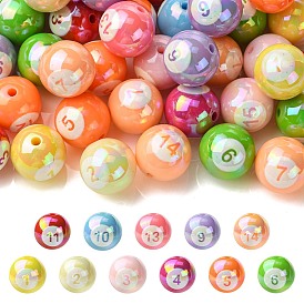 Непрозрачные акриловые бусины с УФ-покрытием, радужный, бильярд, два тона