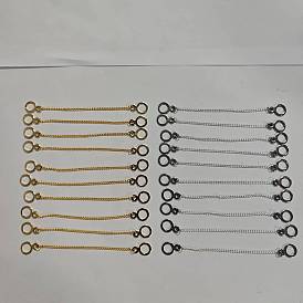 20Pcs 2 Colors Iron Curb Chain Sew On Coat Hanging Chains, with 304 Stainless Steel Loops