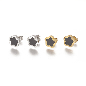 304 Stainless Steel Stud Earrings, with Resin, Star