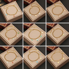 Stylish Oil Drop Heart & Pentagram Bracelet - Stainless Steel Jewelry B367