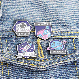 Набор значков для лацкана из сплава эмали на космическую тематику с изображением космонавта, конструкции земли и ракет