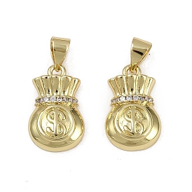 Латунные микро проложить кубического циркония подвески, мешок денег, долговечный, без кадмия и без свинца, стойки покрытие