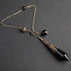 Natural Obsidian Dowsing Pendulum Big Pendants, Bullet Charm, Reiki Wicca Witchcraft Balancing Pointed Pendant Pendulum