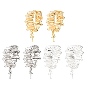 Brass Huggie Hoop Earring Findings, for Half Drilled Beads, Rack Plating, Long-lasting Plated