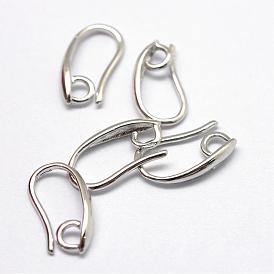 Brass Earring Hooks, with Horizontal Loop, 13.5x8.5x2.5mm, Hole: 2.5mm, Pin: 1mm