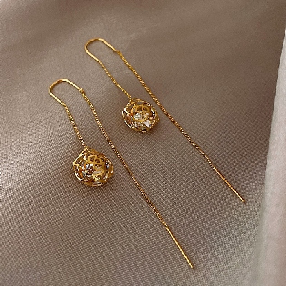 Alloy Rhinestone Earrings for Women, with 925 Sterling Silver Pins