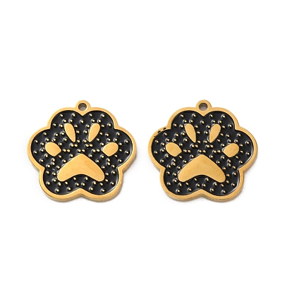 Ионное покрытие (ip) 304 брелоки из нержавеющей стали с эмалью, реальный 18 k позолоченный, очарование отпечатка лапы