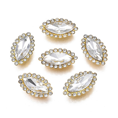 Sew on Rhinestone, Transparent Glass Rhinestone, with Iron Prong Settings, Faceted, Horse Eye