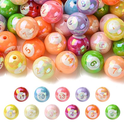 Непрозрачные акриловые бусины с УФ-покрытием, радужный, бильярд, два тона