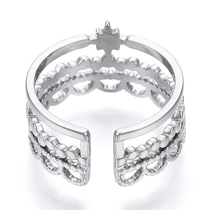 304 открытая манжета в форме звезды из нержавеющей стали, массивное кольцо тройной линии для женщин