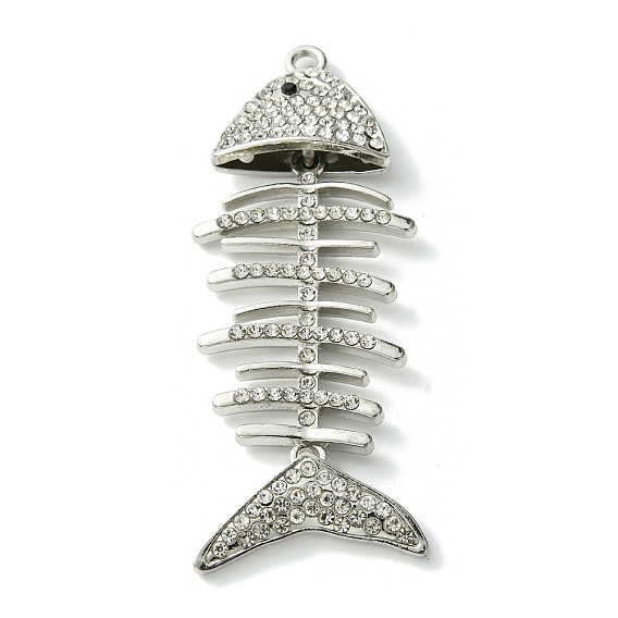 Кулон сплава Rhinestone, очарование рыбьей кости