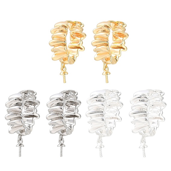 Conclusions de boucle d'oreille en laiton huggie hoop, pour la moitié de perles percées, crémaillère plaquage, plaqué longue durée