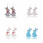 Imitation Leather Rabbit Dangle Earrings, Easter Theme Jewelry for Women
