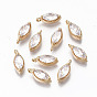 Brass Micro Pave Cubic Zirconia Charms, Light Gold, Long-Lasting Plated, Cadmium Free & Lead Free, Horse Eye