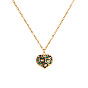 Colorful Heart Square Pendant Necklace for Women with Flat Snake Chain - 18K Gold Stainless Steel