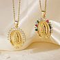 Ожерелья из латуни с подвеской в форме овала и кубическим цирконием с изображением Девы Марии для женщин, золотые