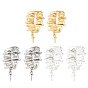Conclusions de boucle d'oreille en laiton huggie hoop, pour la moitié de perles percées, crémaillère plaquage, plaqué longue durée