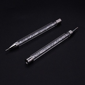 Acrylic Double-end Point Drill Pens, with Wax Pen & Rhinestones, Nail Art Dotting Tools
