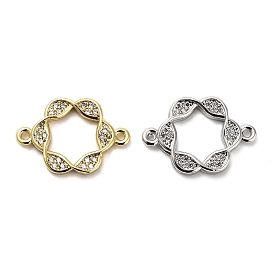 Подвески-подвески с полым цветком из латуни с микропаве и прозрачным кубическим цирконием, стойки покрытие, долговечный, без свинца и без кадмия